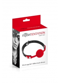 Красный кляп-шарик на черных ремешках - Fetish Tentation - купить с доставкой в Хабаровске