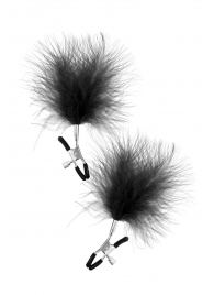 Зажимы на соски с черными пуховыми кисточками Sweet Caress Feather Nipple Clumps - Sweet Caress - купить с доставкой в Хабаровске