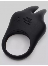 Черное эрекционное виброкольцо Sensation Rechargeable Vibrating Rabbit Love Ring - Fifty Shades of Grey - в Хабаровске купить с доставкой