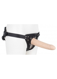 Пустотелый страпон Harness CLASSIC с бандажом - 19,5 см. - LOVETOY (А-Полимер) - купить с доставкой в Хабаровске