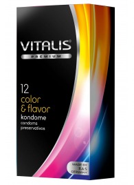 Цветные ароматизированные презервативы VITALIS PREMIUM color   flavor - 12 шт. - Vitalis - купить с доставкой в Хабаровске