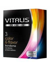 Цветные ароматизированные презервативы VITALIS PREMIUM color   flavor - 3 шт. - Vitalis - купить с доставкой в Хабаровске
