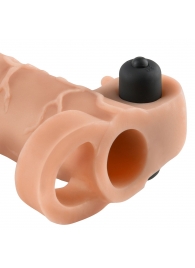 Телесная вибронасадка с кольцом Vibrating Real Feel 2 Extension - 16 см. - Pipedream - в Хабаровске купить с доставкой