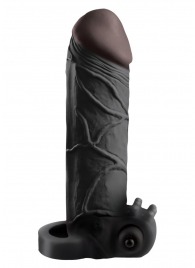 Чёрная вибронасадка с кольцом Vibrating Real Feel 2 Extension - 16 см. - Pipedream - в Хабаровске купить с доставкой