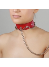 Красный ошейник из натуральной кожи - Sitabella - купить с доставкой в Хабаровске