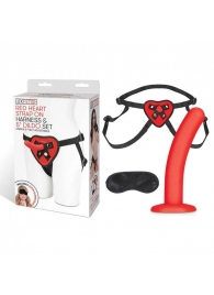Красный поясной фаллоимитатор Red Heart Strap on Harness   5in Dildo Set - 12,25 см. - Lux Fetish - купить с доставкой в Хабаровске