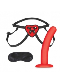 Красный поясной фаллоимитатор Red Heart Strap on Harness   5in Dildo Set - 12,25 см. - Lux Fetish - купить с доставкой в Хабаровске
