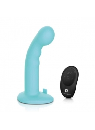 Голубая изогнутая насадка 6in Remote Control Ripple P-Spot G-Spot на черных трусиках - 16 см. - Pegasus - купить с доставкой в Хабаровске