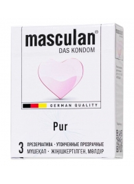 Супертонкие презервативы Masculan Pur - 3 шт. - Masculan - купить с доставкой в Хабаровске