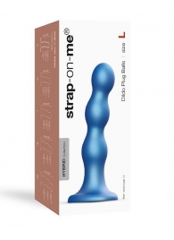 Голубая насадка Strap-On-Me Dildo Plug Balls size L - Strap-on-me - купить с доставкой в Хабаровске