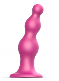 Розовая насадка Strap-On-Me Dildo Plug Beads size L - Strap-on-me - купить с доставкой в Хабаровске
