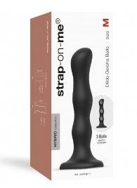 Черная насадка Strap-On-Me Dildo Geisha Balls size M - Strap-on-me - купить с доставкой в Хабаровске