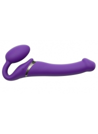 Фиолетовый безремневой вибрострапон Vibrating Bendable Strap-On - size L - Strap-on-me - купить с доставкой в Хабаровске