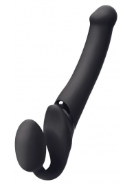 Черный безремневой вибрострапон Silicone Bendable Strap-On - size XL - Strap-on-me - купить с доставкой в Хабаровске