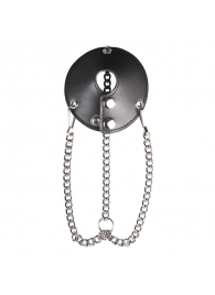 Утяжка для мошонки из искусственной кожи с цепочками PARACHUTE BALL STRETCHER - BlueLine - купить с доставкой в Хабаровске