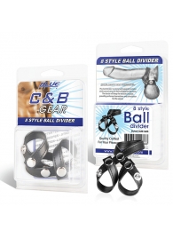 Разделитель мошонки из искусственной кожи на клепках 8 STYLE BALL DIVIDER - BlueLine - купить с доставкой в Хабаровске