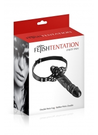Черный кляп-фаллоимитатор Double Penis Gag - Fetish Tentation - купить с доставкой в Хабаровске