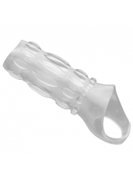 Насадка на пенис с кольцом для мошонки Clear Sensations Enhancer Sex Sleeve - 11,5 см. - XR Brands - в Хабаровске купить с доставкой