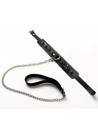 Черный ошейник с шипами и поводком - Crazy Handmade - купить с доставкой в Хабаровске