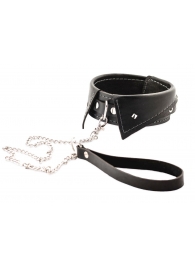 Черный ошейник-воротничок с металлическим поводком - Crazy Handmade - купить с доставкой в Хабаровске
