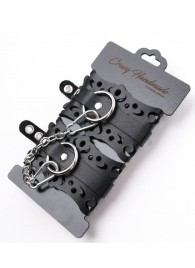 Ажурные наручники из черной кожи - Crazy Handmade - купить с доставкой в Хабаровске