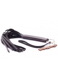 Черная кожаная плеть с удобной ручкой - 50 см. - Crazy Handmade - купить с доставкой в Хабаровске