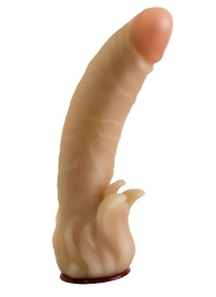 Телесная гелевая насадка-фаллос с клиторальными лепестками - 18,5 см. - LOVETOY (А-Полимер) - купить с доставкой в Хабаровске