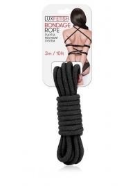 Черная хлопковая веревка для связывания - 3 м. - Lux Fetish - купить с доставкой в Хабаровске
