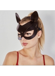 Коричневая кожаная маска  Кошечка - Sitabella - купить с доставкой в Хабаровске