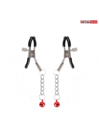 Серебристые зажимы на соски с шариками на цепочках - Notabu - купить с доставкой в Хабаровске