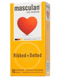 Презервативы с колечками и пупырышками Masculan Ribbed+Dotted - 10 шт. - Masculan - купить с доставкой в Хабаровске