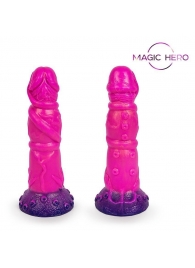 Розовый рельефный фантазийный фаллоимитатор - 20 см. - Bior toys - купить с доставкой в Хабаровске
