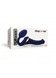 Синий безремневой страпон Multi Orgasm Size S с клиторальной стимуляцией - Strap-on-me - купить с доставкой в Хабаровске
