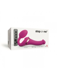 Ярко-розовый безремневой страпон Multi Orgasm Size S с клиторальной стимуляцией - Strap-on-me - купить с доставкой в Хабаровске