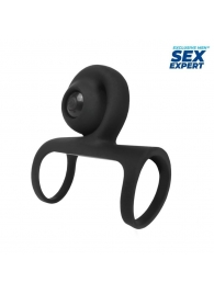 Черная вибронасадка на пенис Sex Expert - Sex Expert - в Хабаровске купить с доставкой