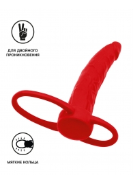 Красная насадка на пенис для двойного проникновения Black Red - 16,5 см. - ToyFa - купить с доставкой в Хабаровске