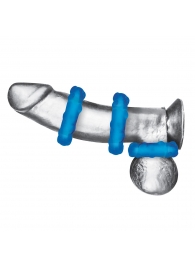 Комплект из трех голубых эрекционных колец 3-Pack Ribbed Rider Cock Ring Set - BlueLine - в Хабаровске купить с доставкой