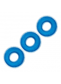 Комплект из трех голубых колец для эрекции 3-Pack Ultra-Stim Stretch Cock Rings - BlueLine - в Хабаровске купить с доставкой