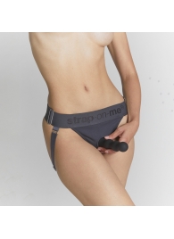 Серые трусики для фиксации насадок Strap-on-me Harness Lingerie Unique - Strap-on-me - купить с доставкой в Хабаровске
