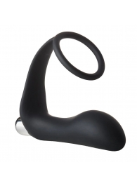 Черное эрекционное кольцо с вибропробкой Vibrating Anal Plug With Cockring - Dream Toys - в Хабаровске купить с доставкой