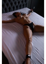 Черный кожаный набор фиксации на кровати Sex Game - БДСМ Арсенал - купить с доставкой в Хабаровске