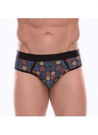 Темно-серые мужские трусы-джоки с принтом в виде цветных значков - Don Moris купить с доставкой