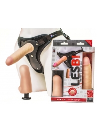 Телесный страпон Harness LESBI с вагинальной пробкой - 16,5 см. - LOVETOY (А-Полимер) - купить с доставкой в Хабаровске