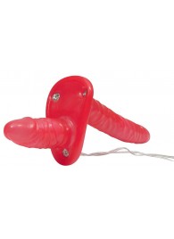 Красный женский страпон с вагинальной пробкой Bad Kitty - 18 см. - Orion - купить с доставкой в Хабаровске