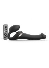 Черный безремневой страпон Multi Orgasm Size M с клиторальной стимуляцией - Strap-on-me - купить с доставкой в Хабаровске