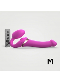 Ярко-розовый безремневой страпон Multi Orgasm Size M с клиторальной стимуляцией - Strap-on-me - купить с доставкой в Хабаровске
