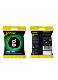Ультратонкие презервативы Ganzo Ultra thin в мягкой упаковке - 3 шт. - Ganzo - купить с доставкой в Хабаровске