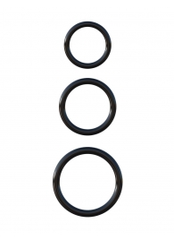 Набор из трех черных эрекционных колец Silicone 3-Ring Stamina Set - Pipedream - в Хабаровске купить с доставкой