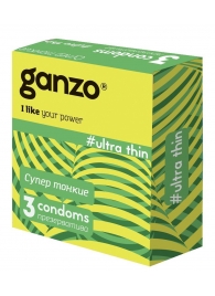 Ультратонкие презервативы Ganzo Ultra thin - 3 шт. - Ganzo - купить с доставкой в Хабаровске