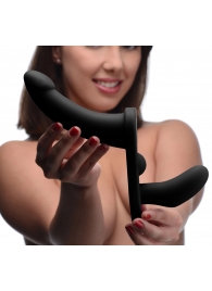 Черный вибрострапон Double Take 10X Double Penetration Vibrating Strap-on Harness - XR Brands - купить с доставкой в Хабаровске